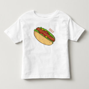 Hot dog cartoon illustration toddler t-shirt