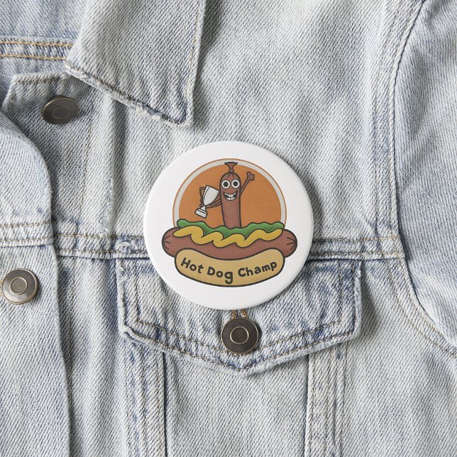 Hot Dog Champ 3 Inch Round Button (Creator Uploaded)