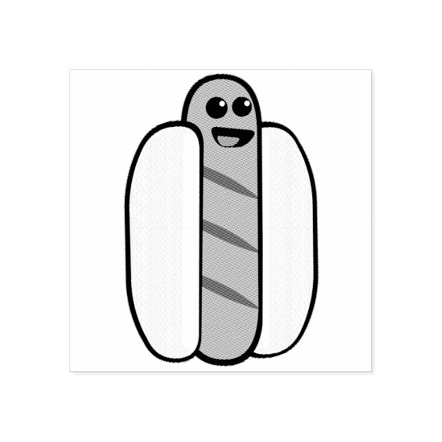 Hot Dog Character Rubber Stamp (Imprint)