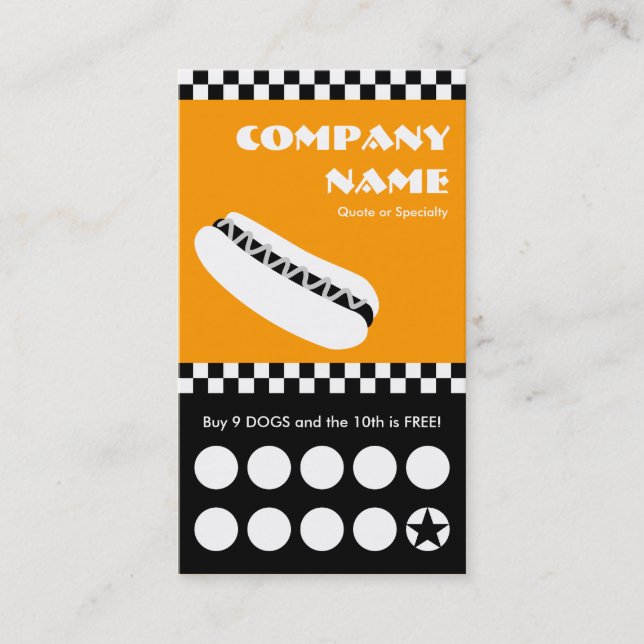 hot dog checkers punchcard loyalty card (Front)