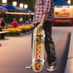 Hot Dog Colourful Food Personalized Name Skateboard<br><div class="desc">A fun skateboard,  designed to look like a hot dog with mustard and tomato ketchup. Personalize with a name for an individual finishing touch.</div>