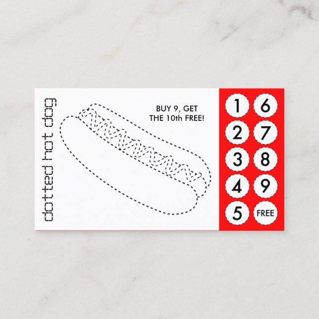 hot dog cut out punch cards (Front)