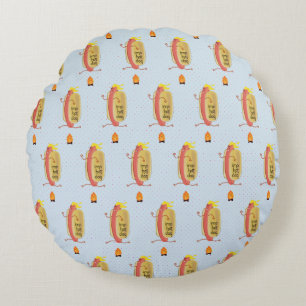Hot Dog Dare Devil Round Pillow