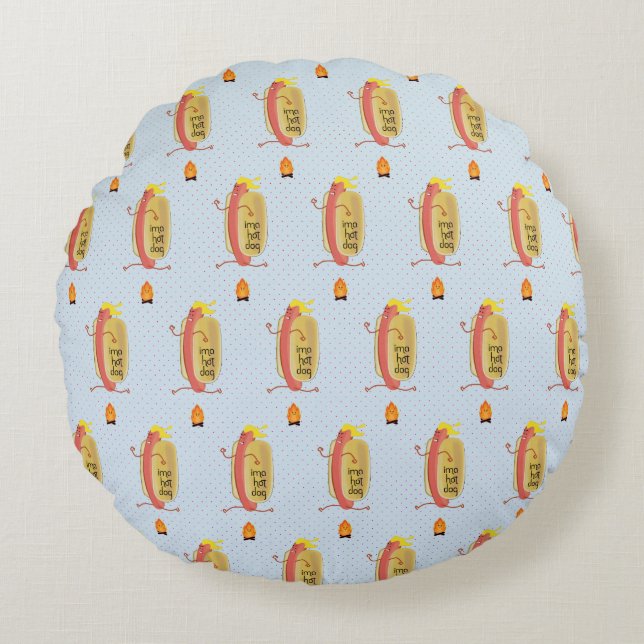 Hot Dog Dare Devil Round Pillow (Front)