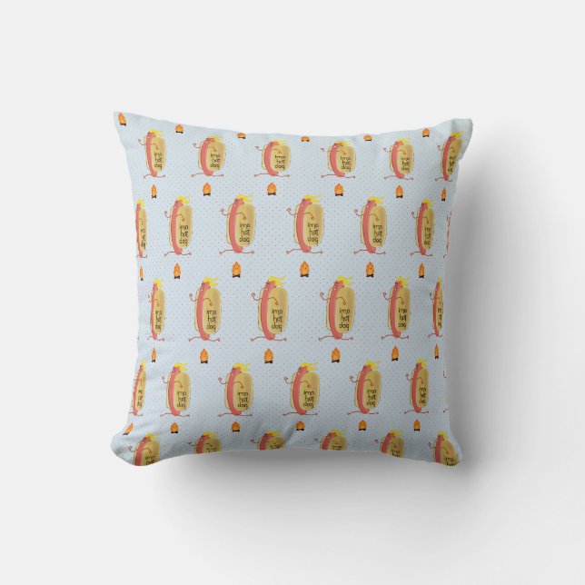 Hot Dog Dare Devil Throw Pillow (Front)