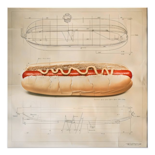 Hot Dog Diagram Photo Print (Front)
