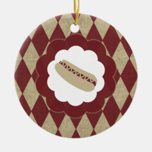 hot dog diamonds ceramic ornament