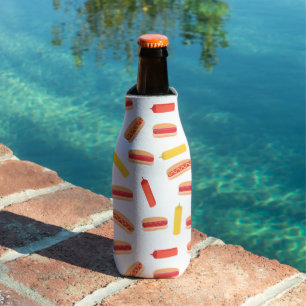 Hot Dog Fast Food BBQ Pattern  Bottle Cooler