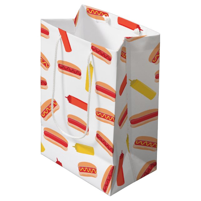 Hot Dog Fast Food BBQ Pattern  Medium Gift Bag (Front Angled)