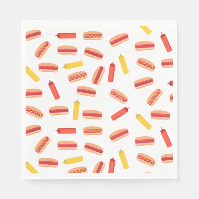 Hot Dog Fast Food BBQ Pattern  Napkin (Front)
