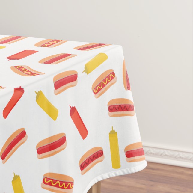 Hot Dog Fast Food BBQ Pattern  Tablecloth (In Situ)