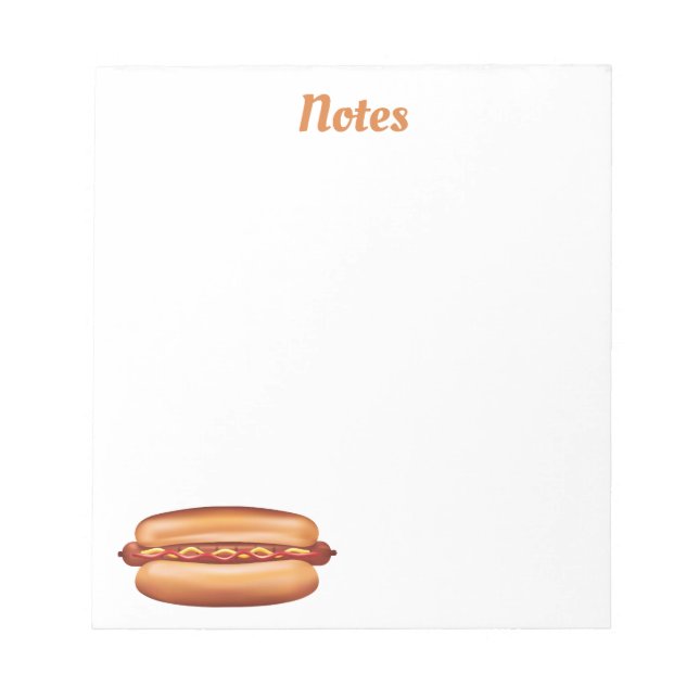 Hot Dog Fast Food Illustration With Custom Text Notepad (Front)