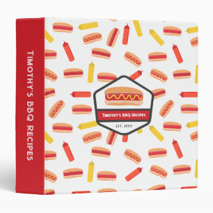 Hot Dog Fast Food Pattern Retro BBQ Recipe Binder