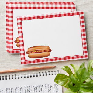 Hot Dog Fast Food Snack On Red Gingham Envelope