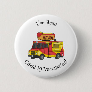 Hot dog food truck cartoon illustration  2 inch round button