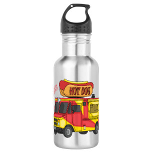 Hot dog food truck cartoon illustration 532 ml water bottle