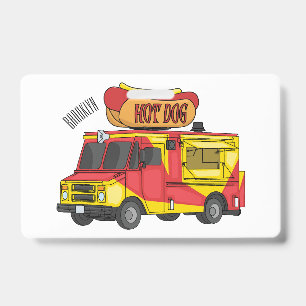 Hot dog food truck cartoon illustration badge