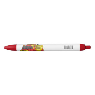 Hot dog food truck cartoon illustration black ink pen