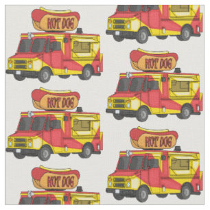 Hot dog food truck cartoon illustration fabric