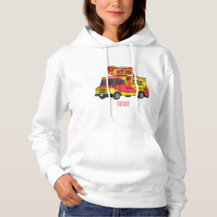 Hot dog food truck cartoon illustration hoodie