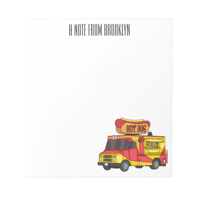 Hot dog food truck cartoon illustration  notepad (Front)