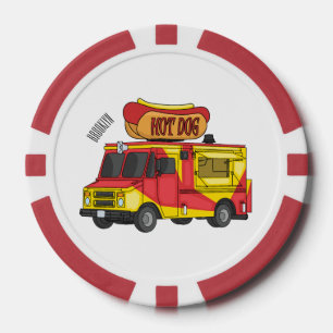 Hot dog food truck cartoon illustration poker chips