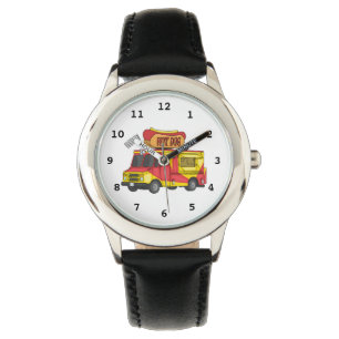 Hot dog food truck cartoon illustration  watch