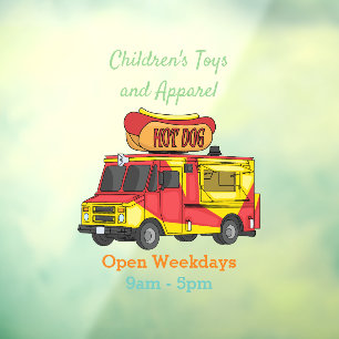 Hot dog food truck cartoon illustration  window cling