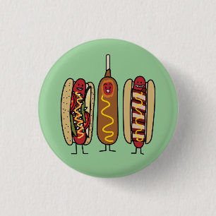 Hot Dog Friends 1 Inch Round Button