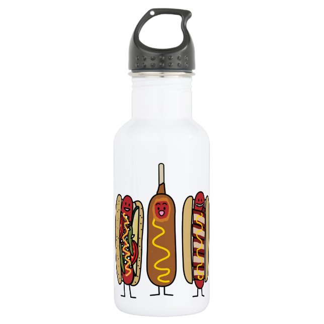 Hot Dog Friends 532 Ml Water Bottle (Front)