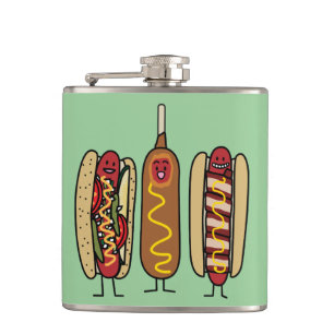 Hot Dog Friends Hip Flask