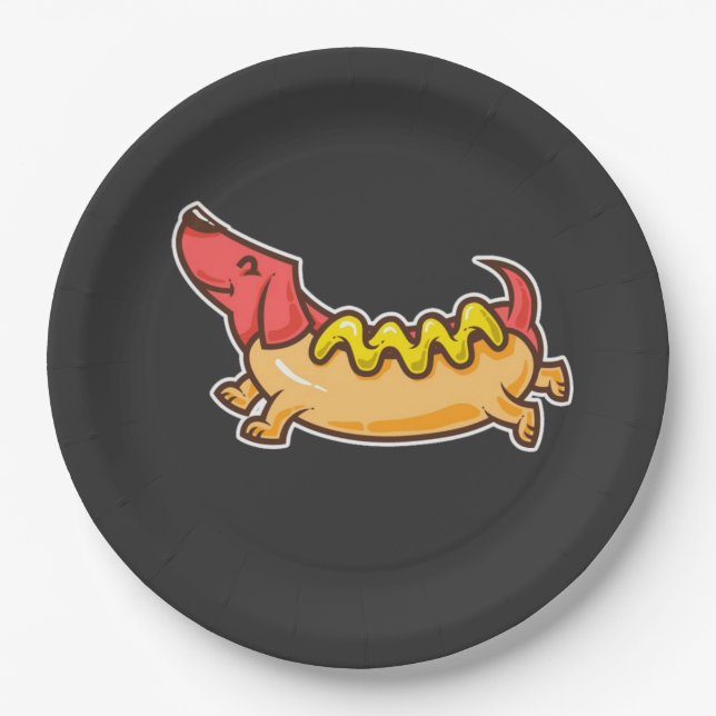 Hot Dog-Funny dog Paper Plate (Front)