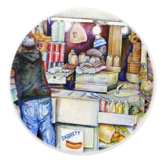 Hot Dog God, New York City Ceramic Knob (Front)