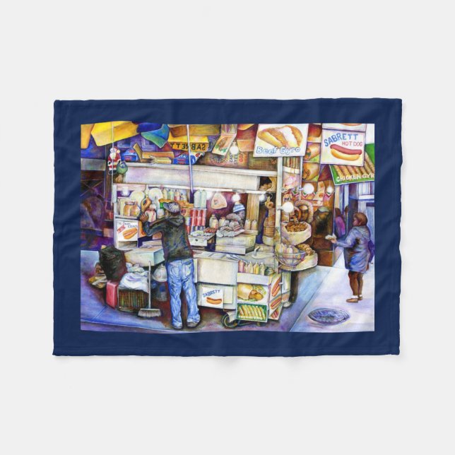 Hot Dog God, New York City Fleece Blanket (Front (Horizontal))