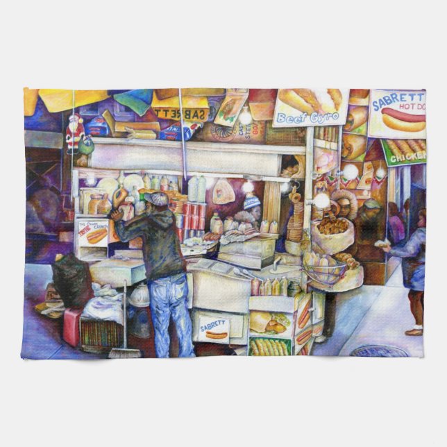 Hot Dog God, New York City Kitchen Towel (Horizontal)