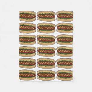 Hot Dog Hotdog w/ Mustard Relish Fast Food Foodie Fleece Blanket