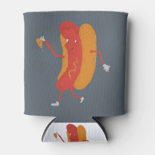 Hot Dog Illustration Can Cooler