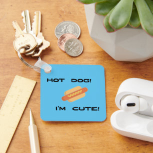 Hot Dog I'm Cute Personalized with Name Keychain