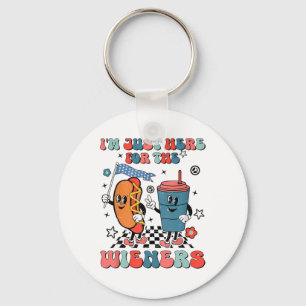 Hot Dog I'm Just Here For The Wieners 4th Of July Keychain