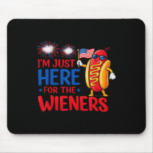 Hot Dog I'm Just Here For The Wieners Funny Fourth Mouse Pad