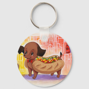 Hot Dog In The City Kitschy Cute Keychain