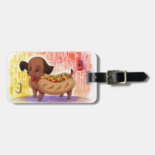 Hot Dog In The City Kitschy Cute Luggage Tag