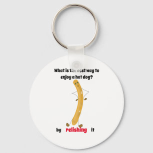 hot dog joke give a smile!  keychain