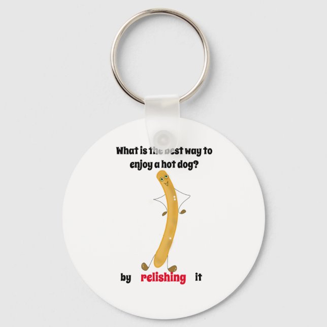 hot dog joke give a smile!  keychain (Front)