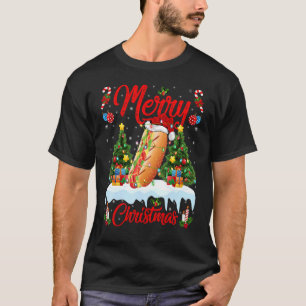 Hot Dog Lights Xmas Tree Santa Hot Dog Christmas T-Shirt