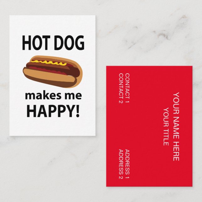 Hot Dog Makes Me Happy Hot Dog Business Card (Front/Back)
