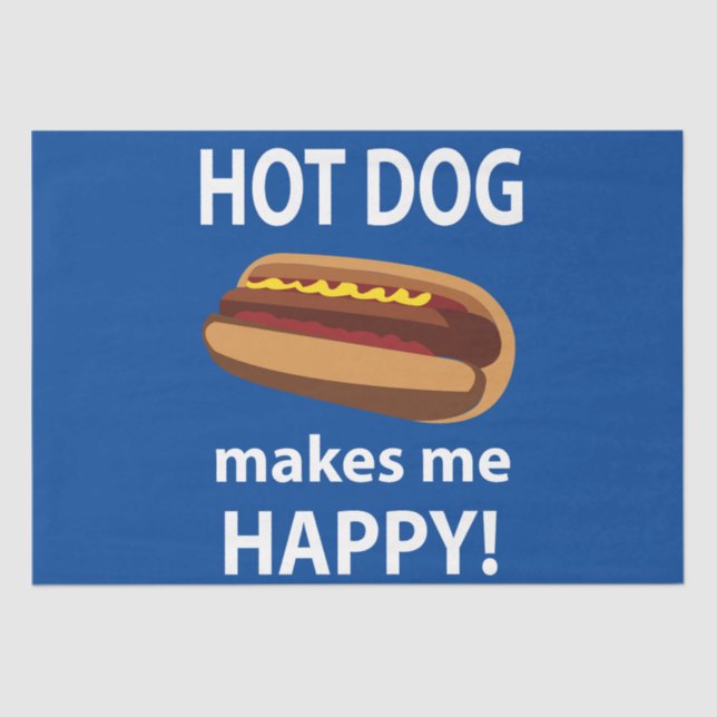 Hot Dog Makes Me Happy Hot Dog Tissue Paper (Front)