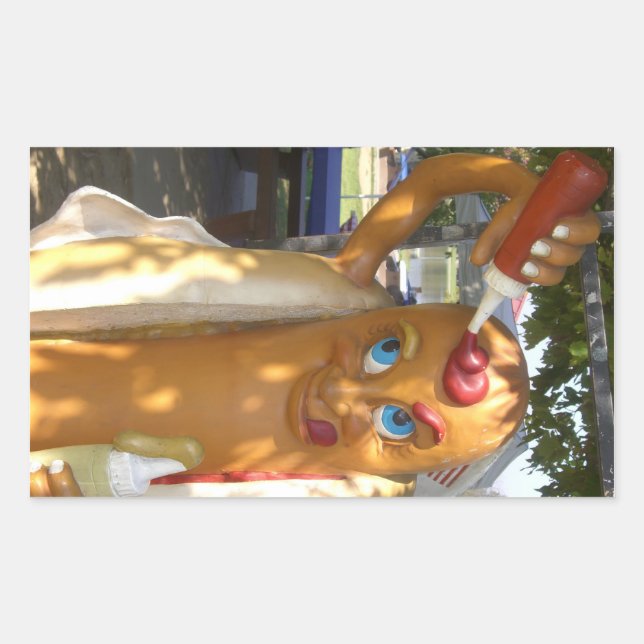 Hot Dog Man Statue Sticker (Front)
