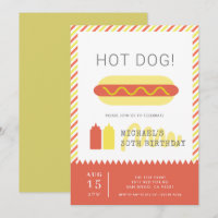HOT DOG! Modern Red & Yellow Adult Birthday