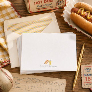 Hot Dog & Mustard Monogram | Personalized Flat  Card